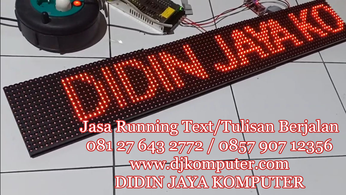 Running text dengan kualitas terbaik dan ukuran 100x20cm warna merah outdoor tahan air dan panas membuat running text ini sangat diminati oleh semua orang karena memiliki warna yang terbaik yaitu merah.